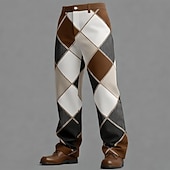 abordables pantalon habillé imprimé en 3D pour homme-Homme Bloc de Couleur Patchwork Argyle Pantalons Dress Pants works Pantalons de Costume Taille Moyenne Occasionnel Extérieur Tenue Quotidienne Pantalon habillé coupe décontractée à devant plat avec