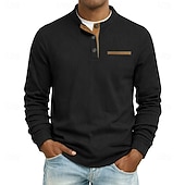 economico Magliette Henley da uomo-Per uomo Maglietta Manica Lunga Henley Estate Primavera Autunno Semplice Moderno Casual Confortevole Bottoni Base Casuale Casa Streetwear Nero Vino Grigio chiaro Maglietta Top per Uomo