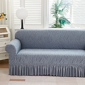 voordelige Sofadoek-Sokkenhoes van elastische jacquardstof met rokzoom, geschikt voor L-vormige banken, hoekbeschermer voor woonkamerbanken, antislip, wasbaar en stofwerend. Geschikt voor 1, 2, 3 of 4 zitplaatsen.