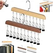 Недорогие Хранение вещей и организация пространства-Набор из 2 органайзеров для шкафа с 10 зажимами — компактный подвесной органайзер для шкафа, металлические зажимы с силиконовой подкладкой, вращающиеся на 360°, многофункциональные крючки для вешалок