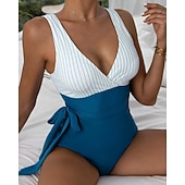 abordables Rash Guards Une Pièce-Femmes Maillot de bain Une pièce Maillot de bain dos nu Rayures Séchage Rapide Haute élasticité Sans manches Maillot de Bain Maillot de bain Surf Plongée en apnée Natation Été