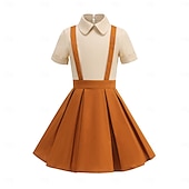 cheap Dresses-1950s Retro Vintage Midi Swing Dress Flare Dress Short Sleeves Solid Color Fit &amp; Flare Swing Fancy Dress Girls' Children's Day Masquerade Vacation Dailywear Birthday Party Kid's Dress Homecoming
