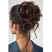 halpa Nutturat-Kihara, laineikas, sotkuinen nuttura, helposti nutturalle vedettävä hiuslisäke, naisten ja tyttöjen kynsiklipsit, tummanruskea, luonnollinen tekoperuukki, solmittava päähine, kastanjanruskea