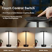 tanie Lampy stołowe-1 opakowanie bezprzewodowych lamp stołowych, ładowalnych, przenośnych lamp zasilanych baterią 5000 mAh, 3-kolorowa lampa stołowa LED z płynnym przyciemnianiem i funkcją pamięci, do użytku na zewnątrz/w jadalni/na patio/w restauracji