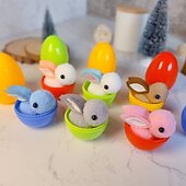 cheap Easter Eggs-16 Pcs Easter Basket Stuffers Mini Plush Bunnies in Egg Shells, Assorted Pom Pom Rabbits for Easter Egg Hunt, Kids Party Favors, Classroom Rewards, Goodie Bag Fillers, Spring Gift Decor