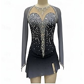 economico Abiti da Pattinaggio Artistico-Abito da pattinaggio artistico Per donna Ragazze Pattinaggio sul ghiaccio Vestito Black Sliver Foro per il pollice Schiena aperta Rete Alta elasticità Allenamento Competizione Vestiti da pattinaggio