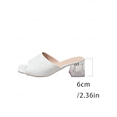 economico Donne-mules da donna con stampa coccodrillo, punta aperta, tacco a blocco trasparente, design slip-on, calzature eleganti per le serate in resort