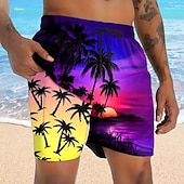 levne Tropické rostliny a květiny-Pánské Plameňák Kokosový strom Tropické rostliny Podšívané šortky Plavecké šortky 2v1 Plavky pánské Středně vysoký pas Havajské Dovolená Boční kapsy S kompresní vložkou Elastická šňůrka v pase Návrhář