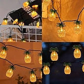 abordables Funciona con energía solar-Guirnalda de luces solares con forma de piña, 30 LED, luces tropicales de verano de 4,5 m, ideal para patios, familias, bodas, dormitorios, cumpleaños y decoración de jardines tropicales hawaianos.
