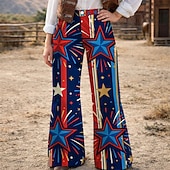  250ή Επέτειος ΗΠΑ Ρετρό / Βίντατζ Δεκαετία '70 Παντελόνια Παντελόνι με καμπάνα Χίπισσα Ντίσκο Ψηλή Μέση Φανταχτερή Φόρεμα Γυναικεία Μασκάρεμα 4η Ιουλίου Πάρτι Ημέρα της ανεξαρτησίας Ενηλίκων