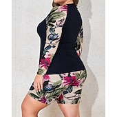 Χαμηλού Κόστους Rash Guards One Pieces-Γυναικεία Πρότυπο Προστατευτικά Σουίτες μπάνιου για μεγάλα μεγέθη Τανκίνι και μπικίνι για σέρφινγκ Τροπικό Προστασία UV Ελαστικό Μακρυμάνικο Μαγιό Μπολύζες Σέρφινγκ Καταδύσεις Κολύμβηση Καλοκαίρι