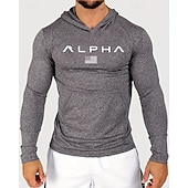 voordelige Hardloop T-shirts en Tanktops-Voor heren Brief Hardloopshirt Compressieshirt Lente Herfst Lange mouw Sneldrogend Compressie Vochtregelerend Sportschooltraining Actieve training Oefening Zwart Grijs Sportkleding Sportkleding