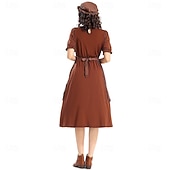  250e jubileum VS 19e eeuw jaren 1800 Prairiejurk Bonnet en schortset Korte mouwen Pionier Meisje Koloniaal Pionier Onafhankelijkheidsoorlog Kostuum Dames Halloween Carnaval 4 juli Volwassenen Kleding
