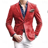 billiga Herrars klassiska kavajer-Herr Kavaj Vardaglig jacka Ledigt Dagligen Streetwear Mode Ledigt vardag Vår Höst Polyester Ensfärgat Klassisk Håller värmen Enkelknäppt med Två Knapphål Blazer Svart Rubinrött Grön Grå