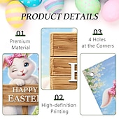 voordelige Feestelijke wandkleden-Deurdecoratie met paashaas en 'fijne Pasen'-opdruk, kleurrijke paaseitjes als lenteversiering, perfect voor feestelijke entrees en paasdecoraties.