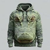 economico Stampa animale-Per uomo Coccodrillo Felpa con Cappuccio Felpa Cool Festa Manica Lunga Girocollo Abbigliamento casual alla moda Club Verde 2# Verde 3# Verde 4# Verde Coulisse Autunno Inverno progettista S M L XL XXL