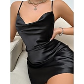 olcso Női hálóingek és hálópólók-Női Hálóing Szerelmesek Alkalmi Kényelmes Tiszta szín Nyitott hátú Napi Otthon Ujjatlan Szíj Fekete Fehér Pezsgő Arcpír rózsaszín Rubin Nyár Tavasz Normál