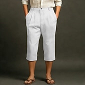 tanie Klasyczny-Męskie Lniane spodnie Spodnie capri Letnie spodnie Kieszeń Elastyczny pas Równina Komfort Oddychający Długość do łydki Codzienny Na zewnątrz Plaża Moda Styl klasyczny Niebieski Ciemny khaki Średnio