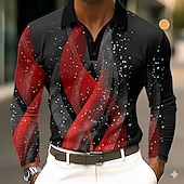  Per uomo Geometrico Polo Manica Lunga Magliette polo Bavero Business Casual All'aperto Streetwear Athleisure Abbigliamento quotidiano Stampa 3D Bottoni Primavera Autunno Blu Rosso Viola