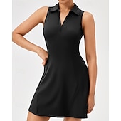 Недорогие Женское платье-Жен. Однотонный Теннисное платье Спортивное платье Без рукавов Застегнуться Влагоотводящие Дышащий Теннис Бег Фитнес Платья Черный Синий Лиловый Теннисная одежда