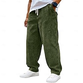 voordelige casual broek-Voor heren Broek Corduroybroek Wijde broek Vrijetijdsbroek Trekkoord Elastische taille Effen Comfort Ademend Volledige lengte Casual Dagelijks Buiten Modieus Streetwear blauw Zwart Micro-elastisch