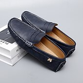 billiga Casual loafers-Herrloafers i läder – bekväma slip-ons för vardagsbruk, kontor och resor