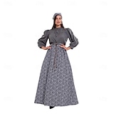 cheap Pioneer / 19th Century-250th Anniversary USA 19th Century 1800s Floor Length Prairie Dress Bonnet and Apron Set Long Sleeves Pioneer Girl Colonial Pioneer Revolutionary War Costumes Floral Fancy Dress Women's Halloween