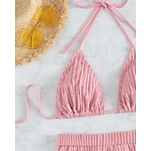 levne Surfovací tankiny a bikiny-Dámské Bikinové sety 2 ks Plavky Jednobarevné Ochrana proti UV záření Elastický Bez rukávů Plavky Surfování Potápění Plavání Léto