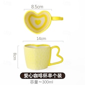 voordelige Mokken &amp; Bekers-Hartvormige koffiemok van 295 ml – schattige keramische mok met hartje als accent, perfect voor Valentijnsdag, bruiloften, jubilea, romantische cadeaus, koffie, thee, warme chocolademelk, en als