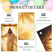 cheap Holiday Tapestries-Easter Door Cover with Radiant Jesus Emerging from Tomb and Cross, Christian Religious Decor for Easter Celebration, Perfect for Holy Week and Spring Holiday Decor