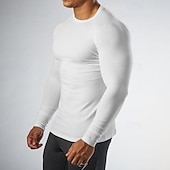 abordables T-shirts et Débardeurs de Course-Homme Couleur Unie T-shirt de course T-shirt de compression Printemps Automne manche longue Séchage Rapide Compression Évacuation de l'Humidité Entraînement en salle Entraînement actif Exercice Noir