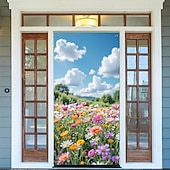 cheap Garage &amp; Door Banners-Realistic 3D Green Bamboo Doorway Curtain Japanese Zen Style Hanging Banner Privacy Screen for Home Office Studio Decor