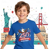 preiswerte 250. Jahrestag USA-Jungen 3D Grafik 250-jähriges Jubiläum T-Shirt Kurzarm 3D-Druck Sommer Frühling Sport Mode Streetwear Kinder 4-12 Jahre Rundhalsausschnitt Lässig Täglich Outdoor Normale Passform