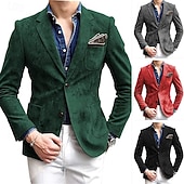 billiga Herrars klassiska kavajer-Herr Kavaj Vardaglig jacka Ledigt Dagligen Streetwear Mode Ledigt vardag Vår Höst Polyester Ensfärgat Klassisk Håller värmen Enkelknäppt med Två Knapphål Blazer Svart Rubinrött Grön Grå