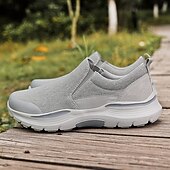 voordelige Slip-On Casual Schoenen-Grijze instapschoenen voor heren, lichtgewicht en ademend gebreid bovenwerk, comfortabele zool met demping, moderne casual stijl voor dagelijks gebruik en reizen.
