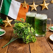 cheap St. Patrick's Day-10pcs Artificial Shamrock Plants, Green Faux Clover Stems for Home, Office, Store &amp; Mall Decor, Ideal for Flower Arrangements, Weddings, Engagements, Anniversaries, Parties &amp; Year-Round Festive Decorations