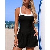 preiswerte One Pieces Rash Guards-Damen Badeanzug Badeanzug Bademode Schwimm-Kleider Einfarbig UV Schutz Elastisch Ärmellos Bademode Badeanzug Surfen Tauchen Schwimmen Sommer