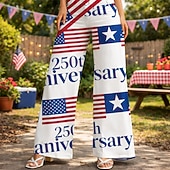  250ή Επέτειος ΗΠΑ Ρετρό / Βίντατζ Δεκαετία '70 Παντελόνια Παντελόνι με φαρδύ πόδι Χίπισσα Ντίσκο Ψηλή Μέση Φανταχτερή Φόρεμα Γυναικεία Μασκάρεμα 4η Ιουλίου Ημέρα της ανεξαρτησίας Ενηλίκων Παντελόνια