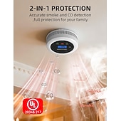 abordables electrodomésticos-detector combinado de monóxido de carbono &amp;gas 2 en 1 gas natural &amp;Alarma de CO con temperatura &amp;Humedad para alarma de seguridad del hogar