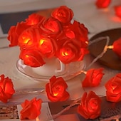 abordables Tiras de Luces LED-Guirnalda de luces rosas de 1,5 m y 10 LED con pilas para bodas, fiestas, hogar, terrazas, San Valentín, Día de la Madre, cumpleaños, luces decorativas.