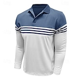 abordables Polo clásico para hombre-Hombre Polo de algodón Camiseta de golf Casual Negocio Cuello polo acanalado Manga Larga Moda Color sólido A Rayas Botones Primavera Primavera &amp; Otoño Ajuste regular Negro Vino Azul Marino Marrón