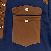 preiswerte T-Shirt mit Waffelstrick-Herren Waffel T-Shirt T Shirt Waffel-Henley-Hemd Herrenhemden mit Ellbogenflicken Langarm Mit Kapuze Schnürhals Herbst Winter Frühling &amp; Herbst Einfarbig Traditionell / Vintage Lässig Kordelzug