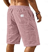 cheap Casual Shorts-Men's Shorts Summer Shorts Casual Shorts Corduroy Shorts Pocket Elastic Waist Plain Comfort Breathable Knee Length Daily Outdoor Streetwear Vacation Fashion Blue Black Micro-elastic