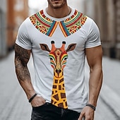  Voor heren Geometrisch T-shirt Korte mouw T-shirt 3D-afdrukken Strakke ronde hals Overhemd Modieus Etnisch Dagelijks Straat Zwart Groen Zomer Lente Kleding S M L XL XXL XXXL