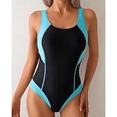 baratos Rash Guards de Uma Peça-Mulheres Padrão Roupa de banho Maiôs One Pieces Retalhos Proteção UV Secagem Rápida Elasticidade Alta Sem Manga Roupa de Banho roupa de banho Surfe Snorkeling Natação Verão
