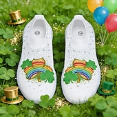  Lässige Damen-Sneaker zum St. Patrick's Day mit Strasssteinen – Kleeblatt- und Regenbogenmotiv, leichte und stylische Schuhe für Festivals, Partys und Paraden
