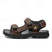 billige Utendørs sandaler-Brune herresandaler med borrelås, fritidssko for utendørs bruk, perfekt for sommerferier og stranddager