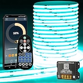 olcso Plug Strip Lights-COB LED intelligens szalagfények, időzítő zeneszinkronizáció, RF távirányítóval és alkalmazással szabályozható, fényes, 16,4-65 láb (3000-6500k), COB LED fényszalag hálószobába, nappaliba,
