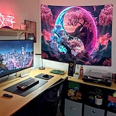 halpa Seinäverhot-esteettinen itämainen seinätaidekuvakudos perinteinen kiinalainen mustemaisema punainen luumukukka pagodi vuori sumu seesteinen zen-sisustus meditaatioon joogastudio