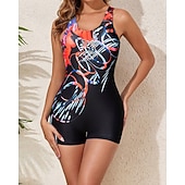preiswerte One Pieces Rash Guards-Damen Mittel One Piece Rash Guards Badeanzug Badeanzüge Abstrakt Offener Rücken UV Schutz Elastisch Ärmellos Bademode Bodysuit Surfen Tauchen Schwimmen Sommer